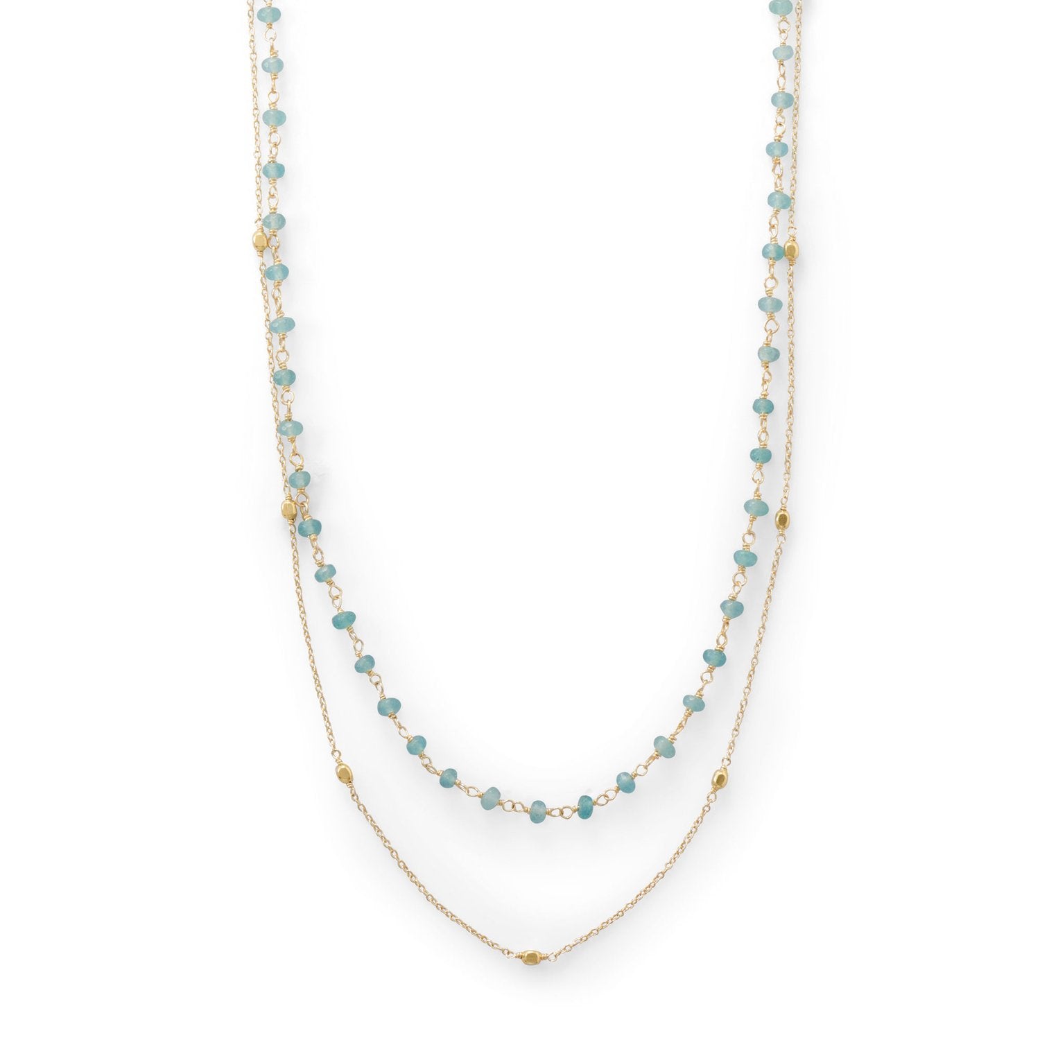 Two Strand 14 Karat Gold Plated Apatite Necklace - Joyeria Lady