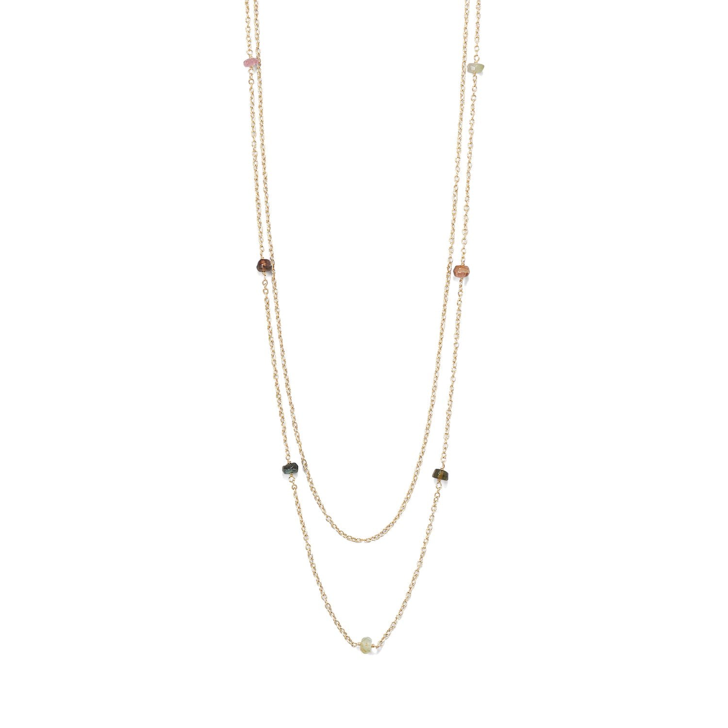 Two Strand 14 Karat Gold Plated Tourmaline Necklace - Joyeria Lady