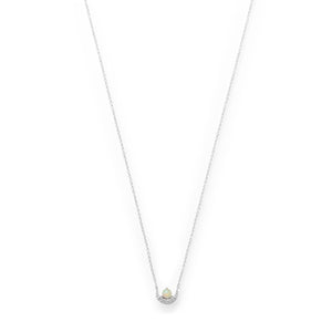 CZ Crescent and Synthetic Opal Necklace - Joyeria Lady