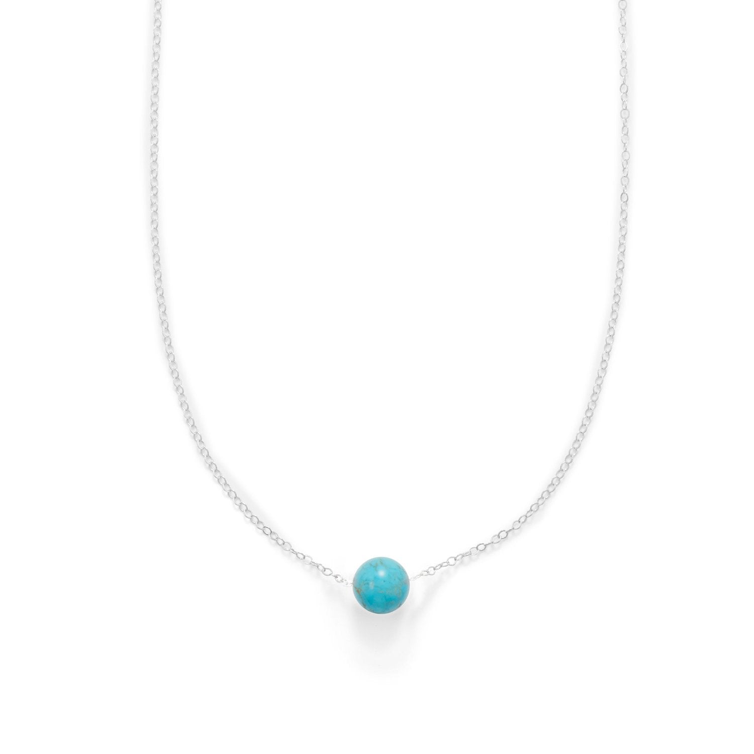 16" + 2" Floating Blue Magnesite Bead Necklace - Joyeria Lady