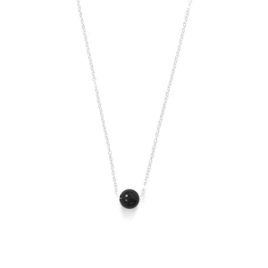 16" + 2" Floating Black Onyx Bead Necklace - Joyeria Lady