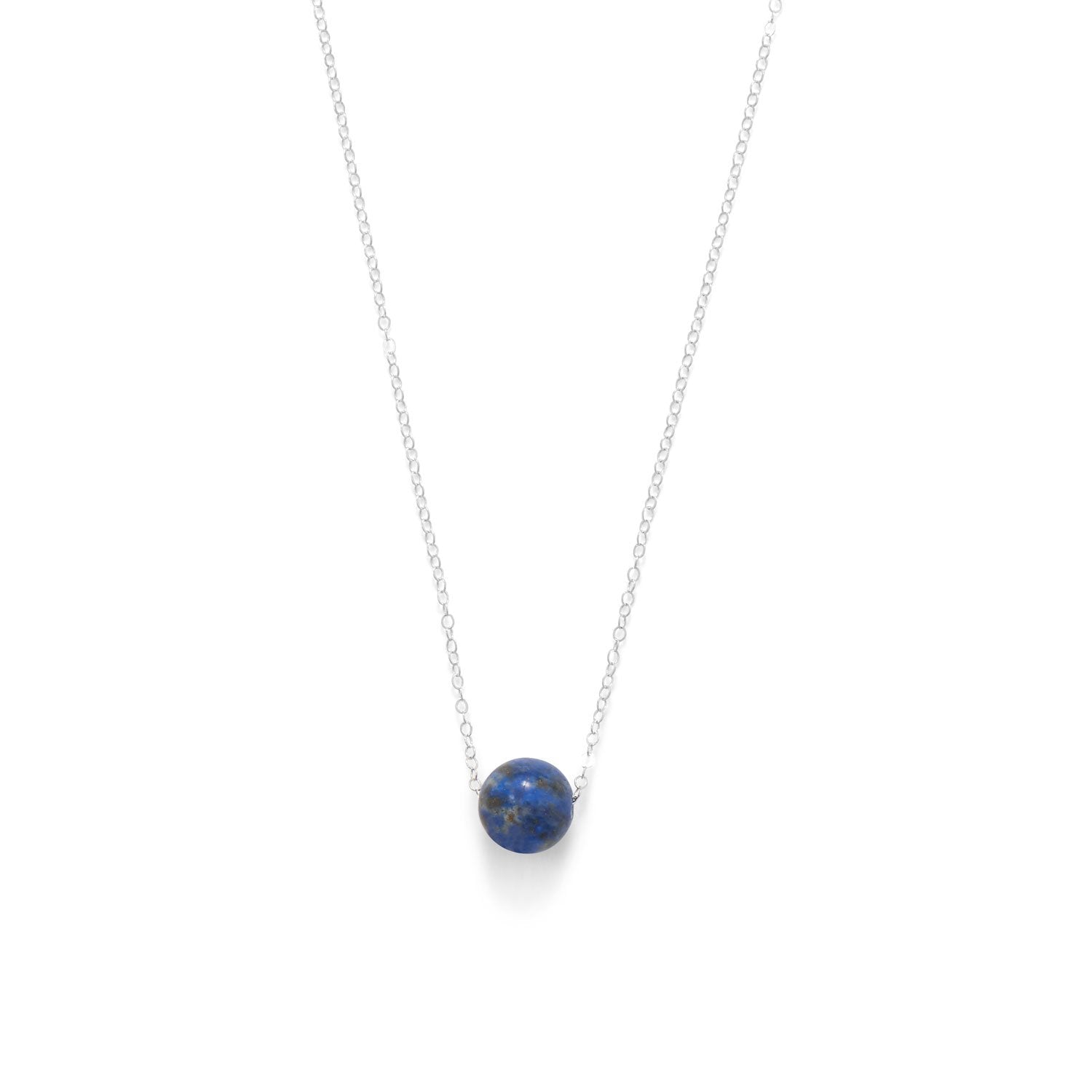 16" + 2" Floating Lapis Bead Necklace - Joyeria Lady