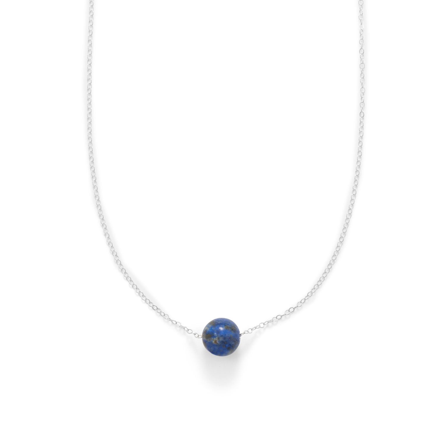 16" + 2" Floating Lapis Bead Necklace - Joyeria Lady