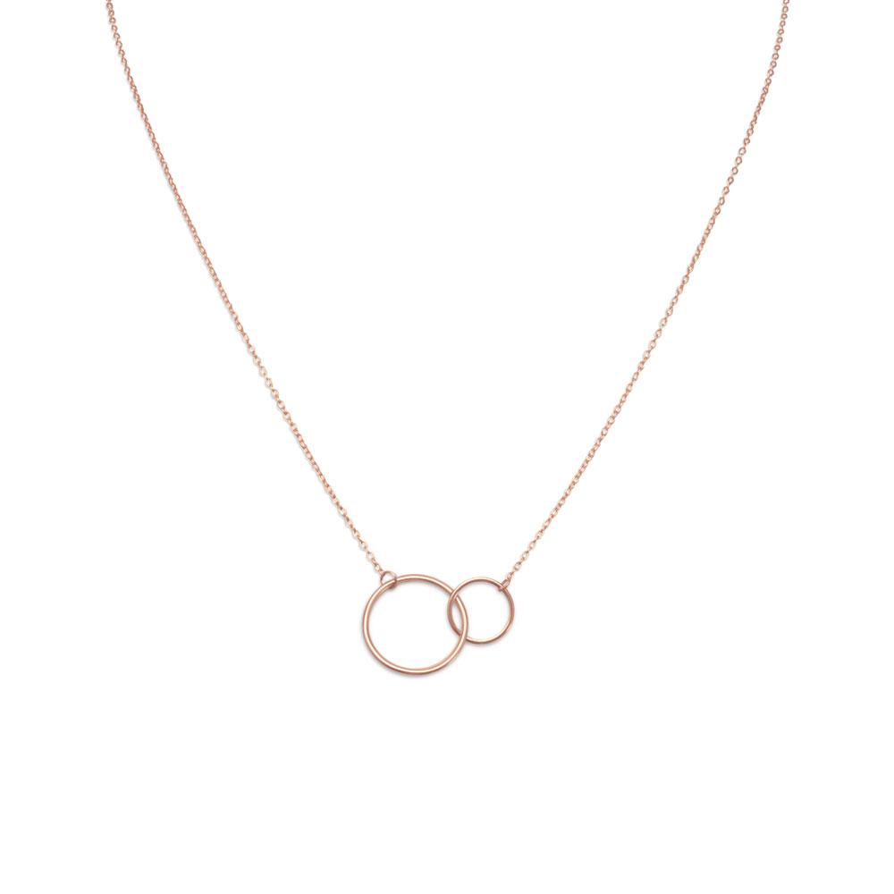 16" + 2" 14 Karat Rose Gold Plated Circle Link Necklace - Joyeria Lady