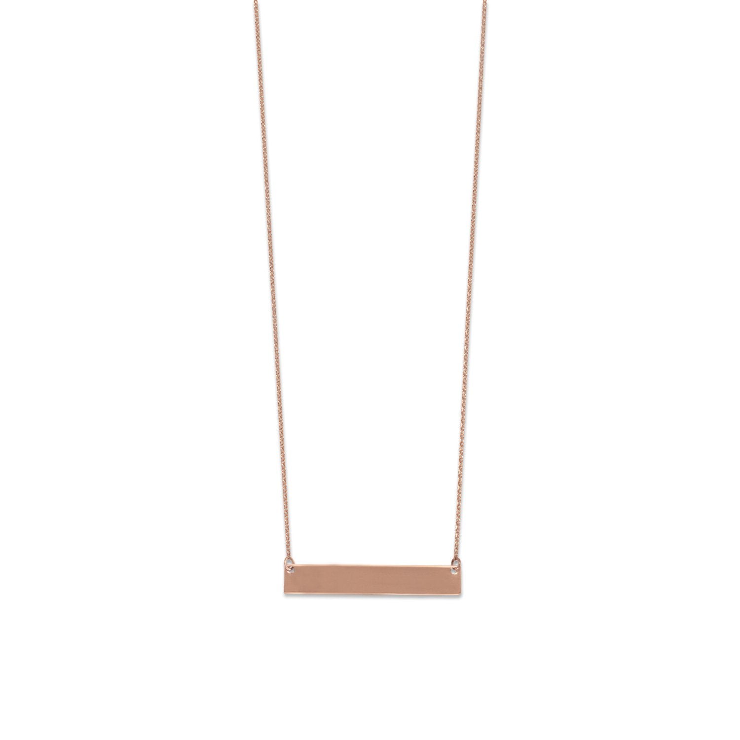 14 Karat Rose Gold Engravable Bar Necklace - Joyeria Lady
