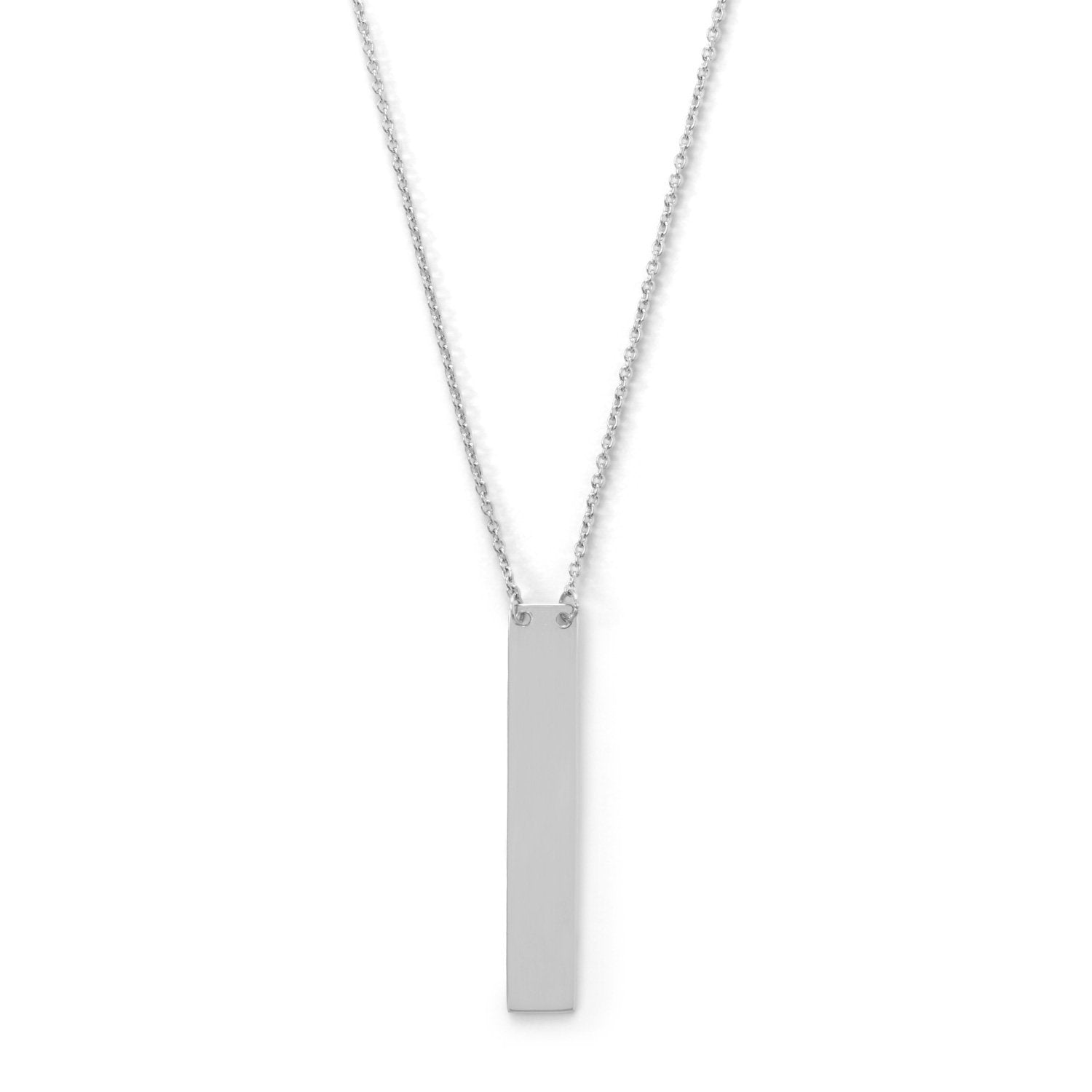 16" + 2" Sterling Silver Vertical Bar Drop Necklace - Joyeria Lady