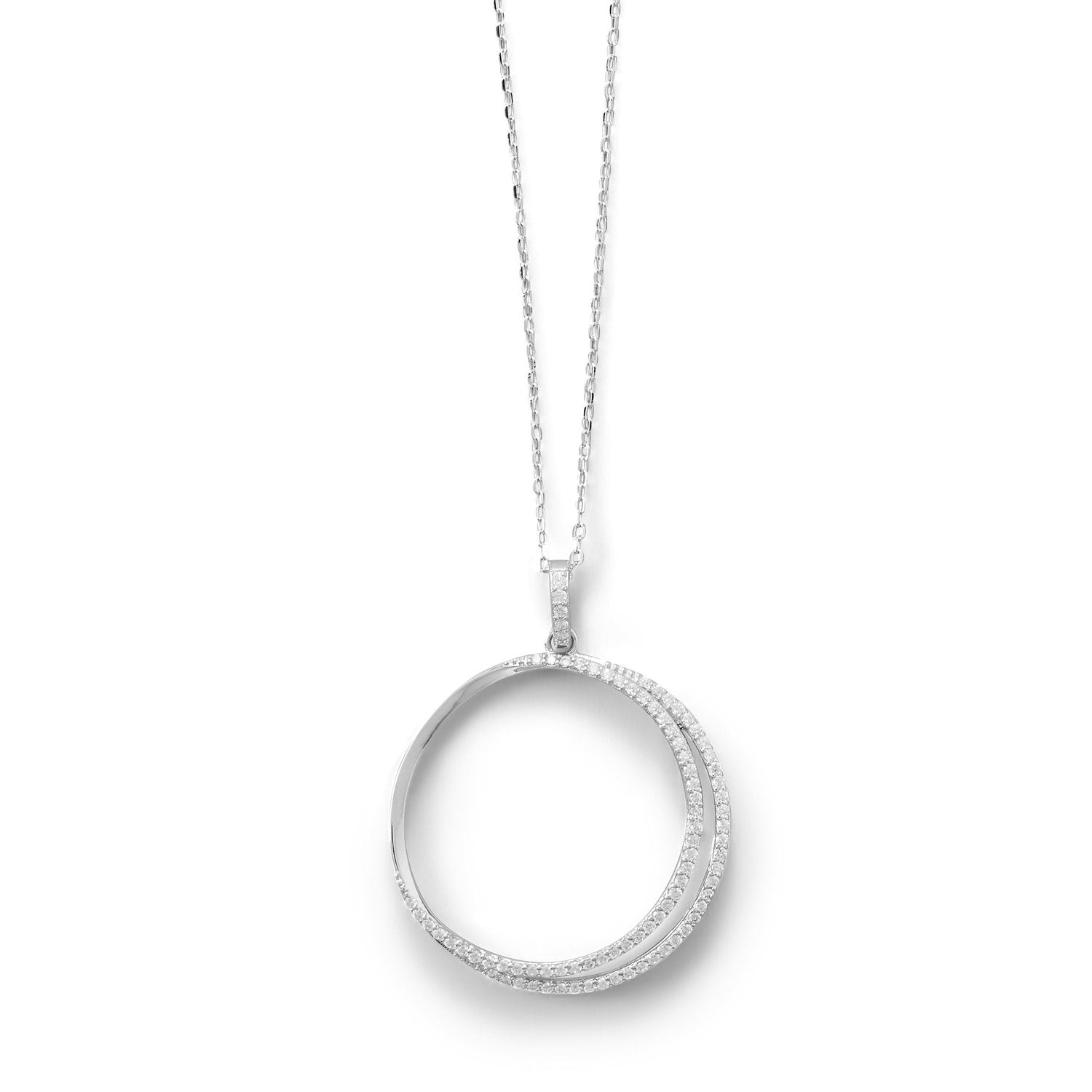 Eclipse Rhodium Plated CZ Necklace - Joyeria Lady