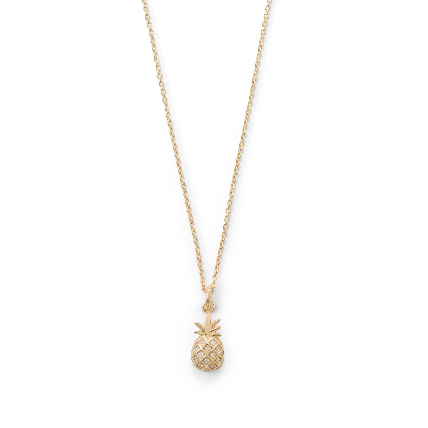 Sweetness! CZ Pineapple Gold Plated Necklace - Joyeria Lady
