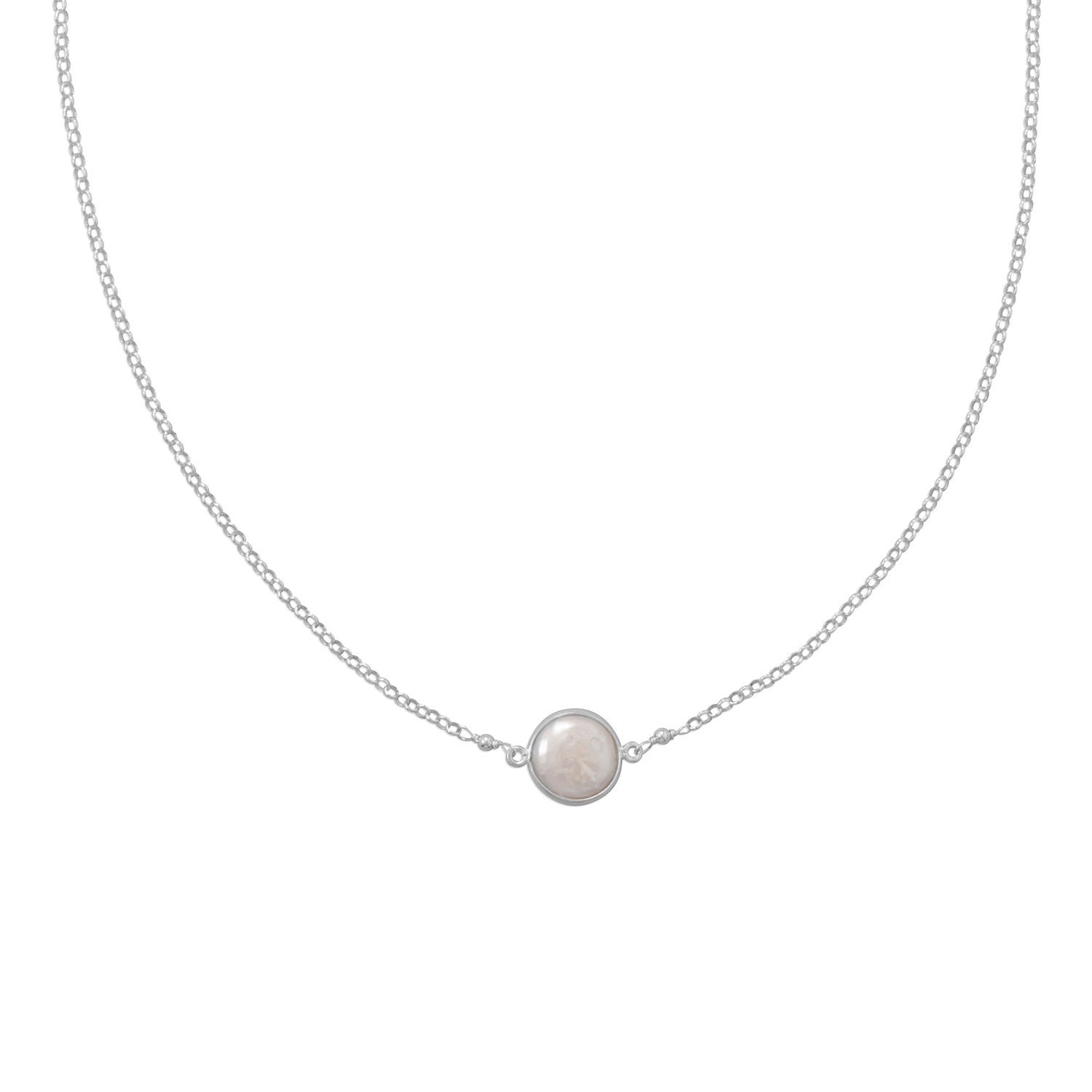 Sweet Simplicity! Cultured Freshwater Coin Pearl Necklace - Joyeria Lady