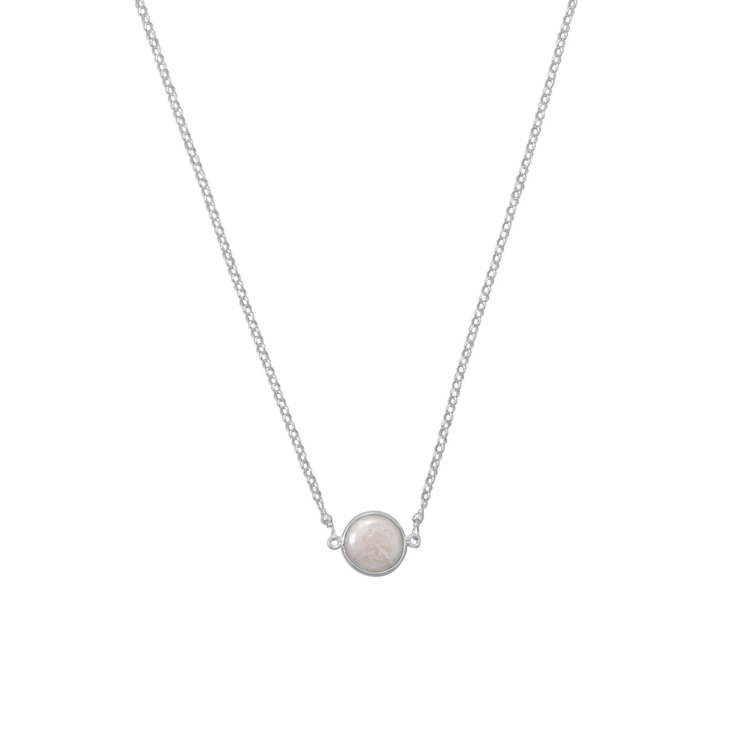 Sweet Simplicity! Cultured Freshwater Coin Pearl Necklace - Joyeria Lady