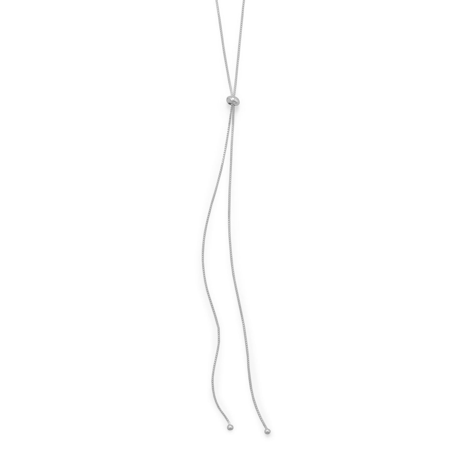Adjustable 31" Box Chain Lariat Necklace - Joyeria Lady
