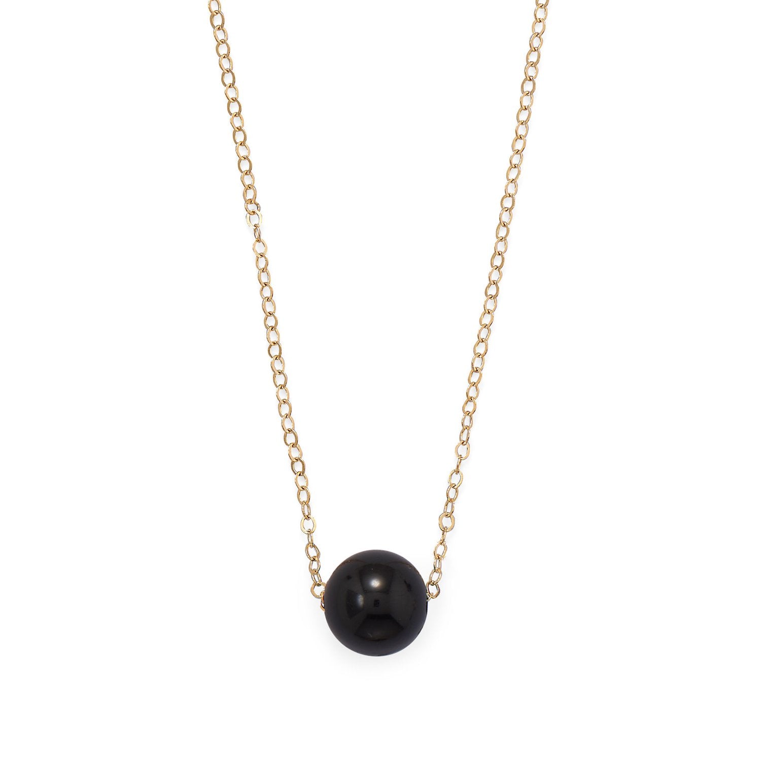 16" + 2" Gold Filled Black Onyx Necklace - Joyeria Lady
