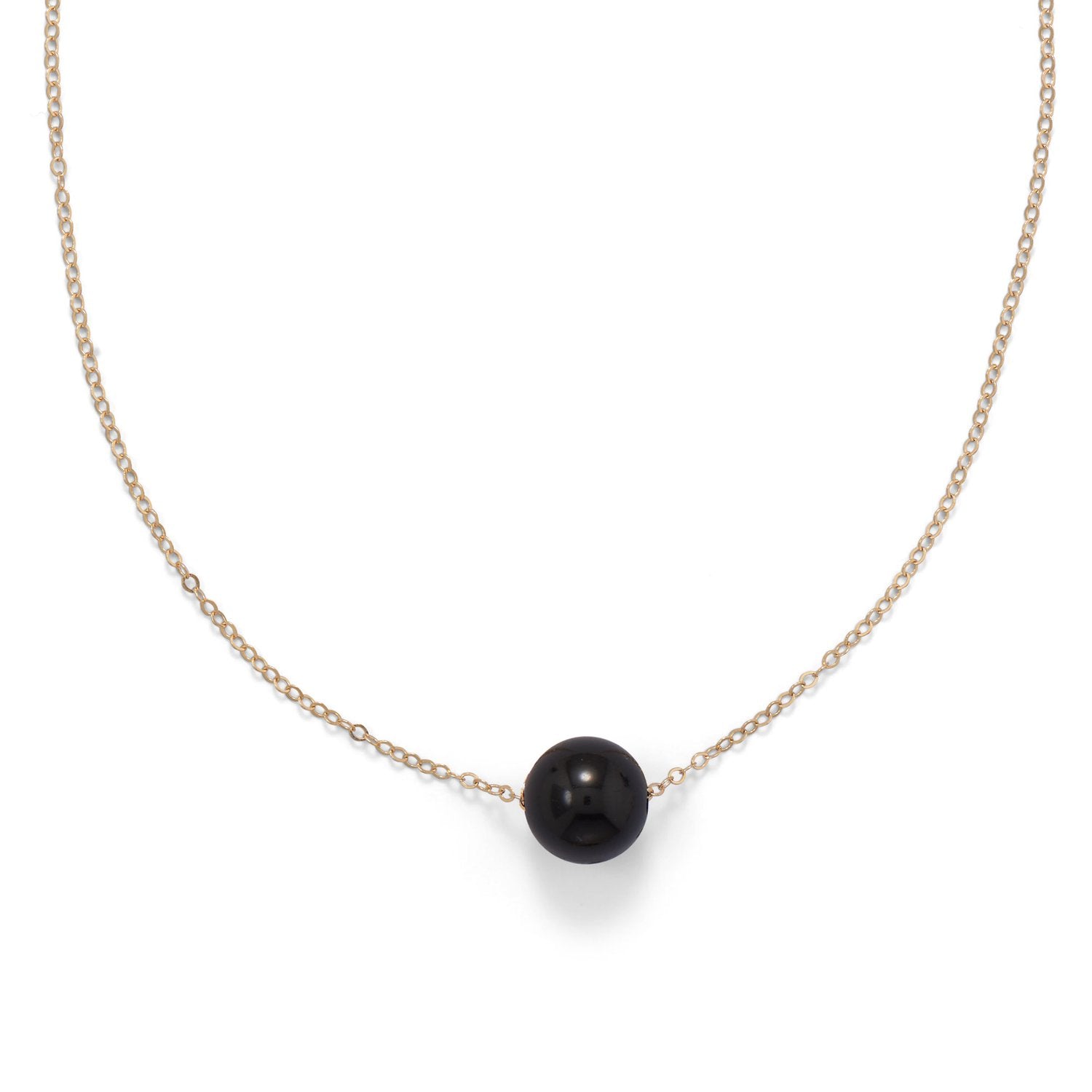 16" + 2" Gold Filled Black Onyx Necklace - Joyeria Lady