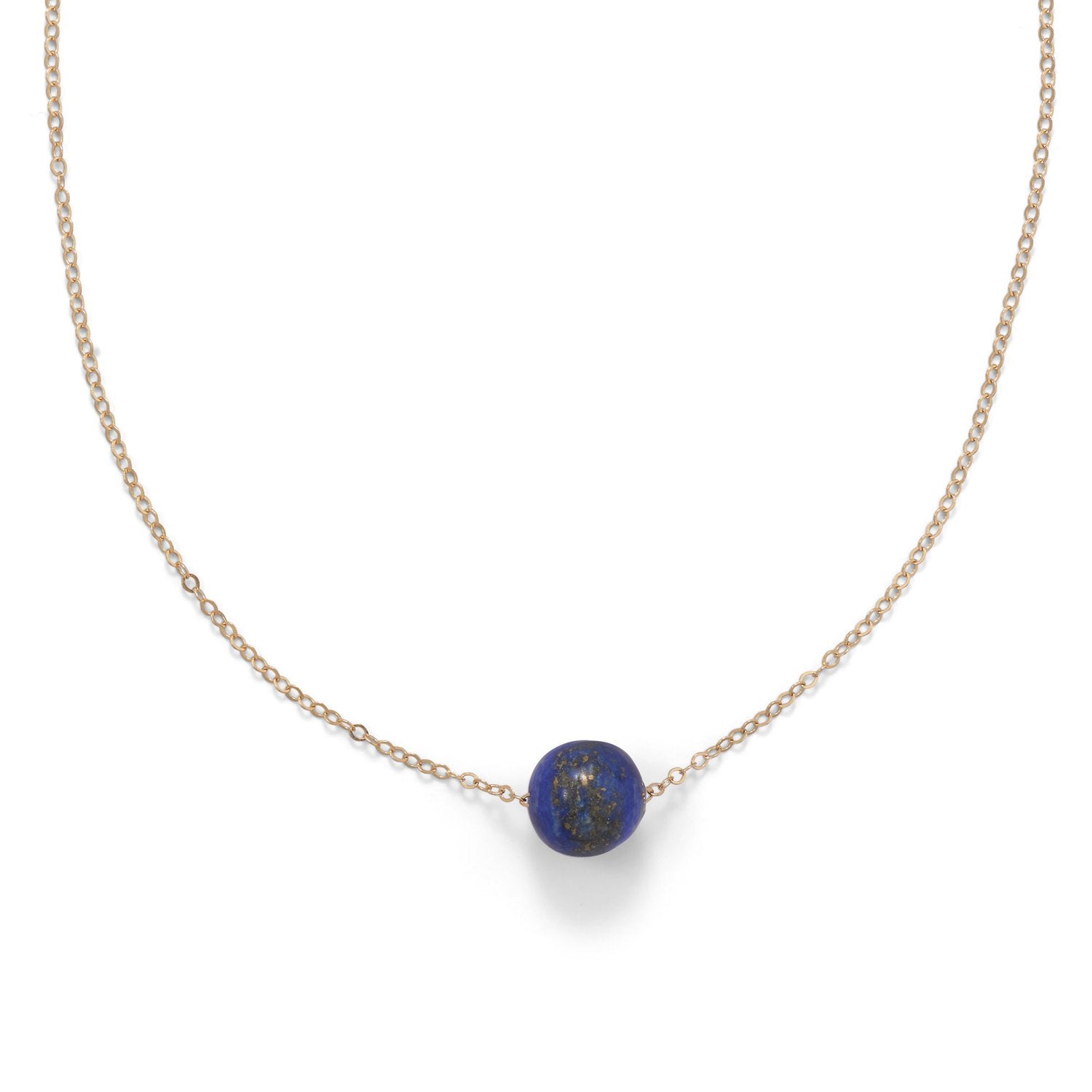 16" + 2" Gold Filled Lapis Necklace - Joyeria Lady