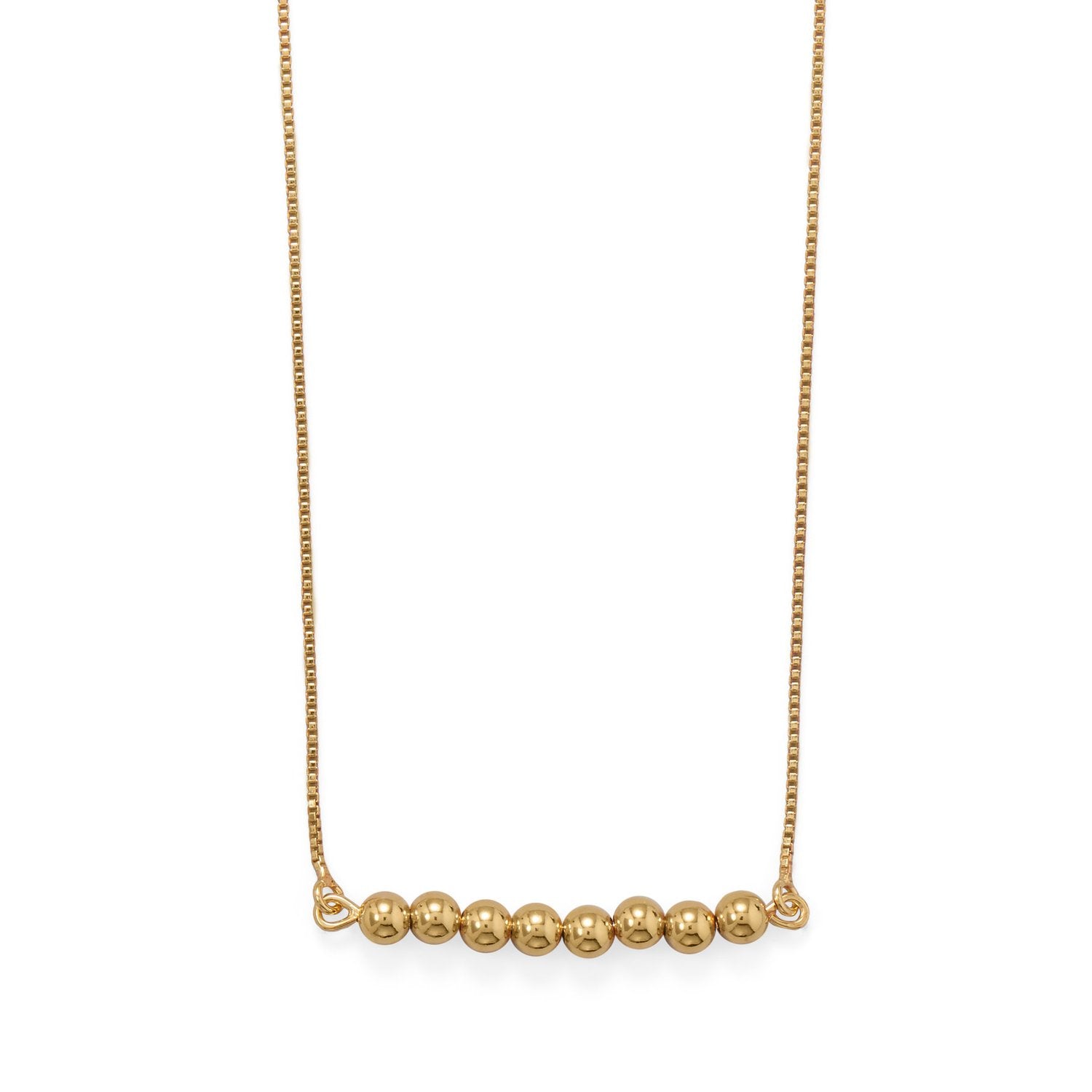 16"+2" 14 Karat Gold Plated Beaded Bar Necklace - Joyeria Lady