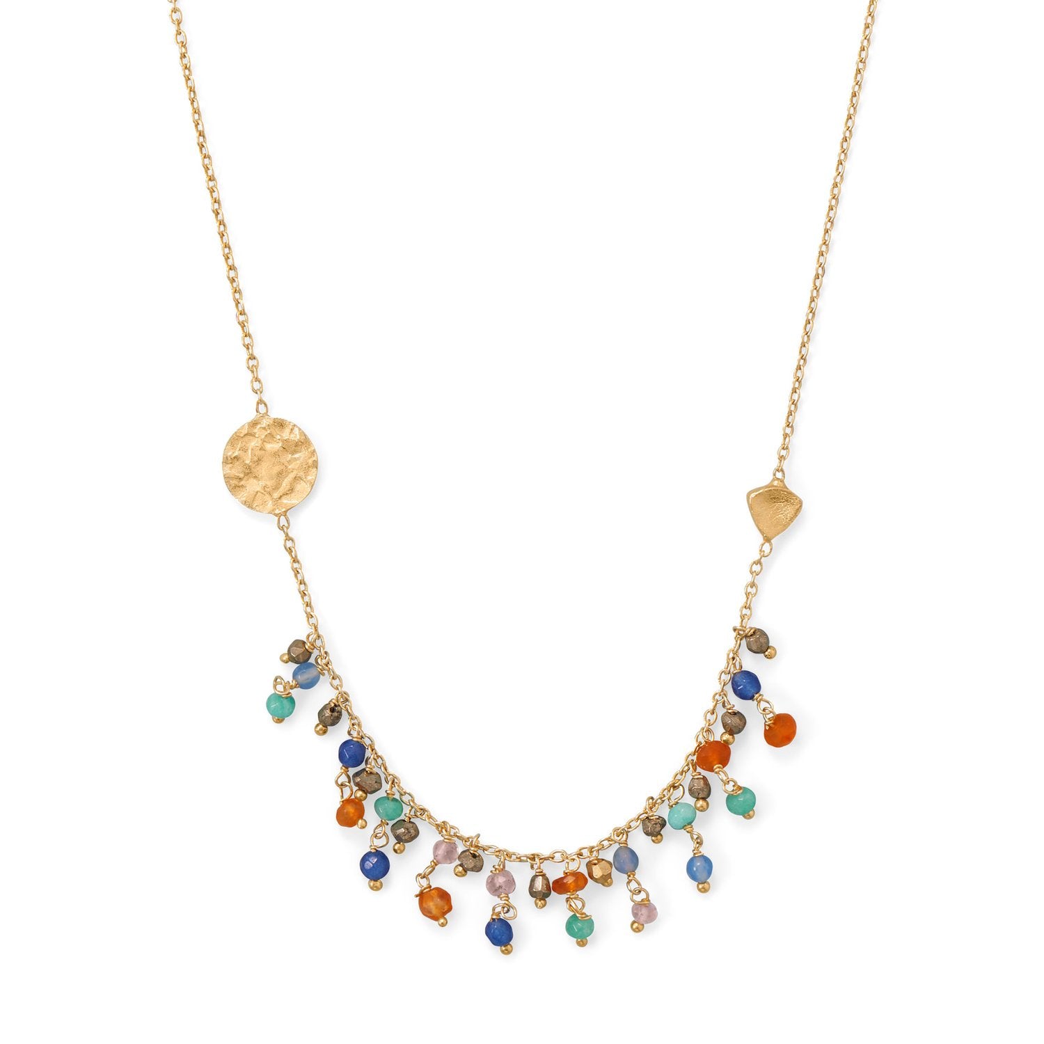 16.5"+2 14 Karat Gold Plated Multi-stone Necklace - Joyeria Lady