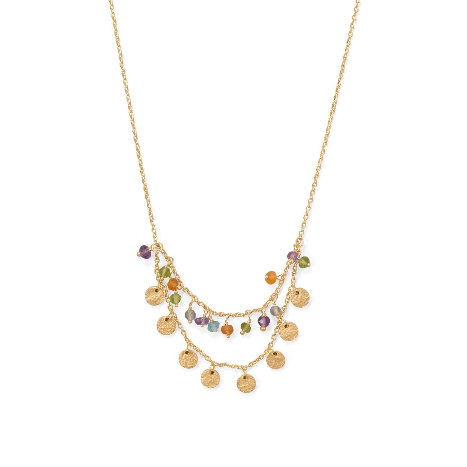 17.5"+2" Two Strand, Multi Stone Necklace - Joyeria Lady