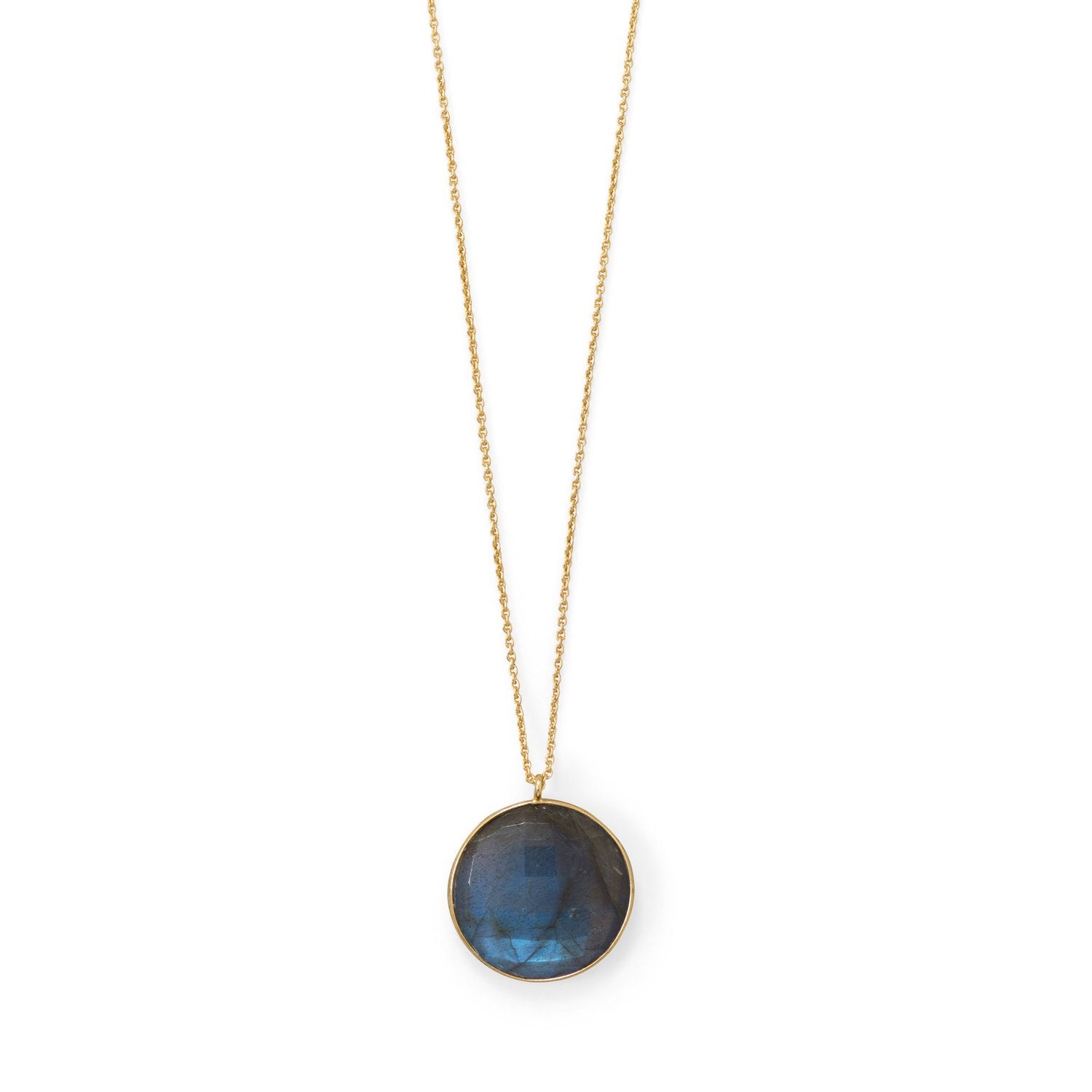 20"+2 14 Karat Gold Plated Round Labradorite Necklace - Joyeria Lady