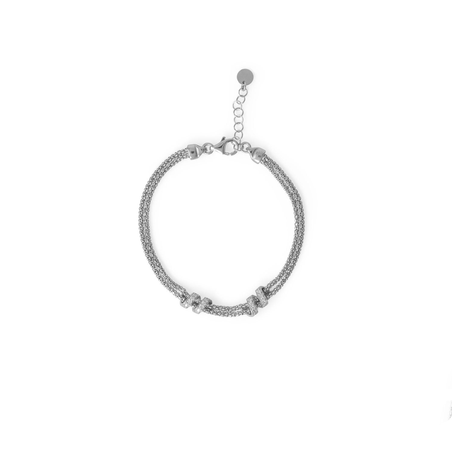 7"+1" Italian Rhodium Plated Coreana CZ Wrap Bracelet - Joyeria Lady