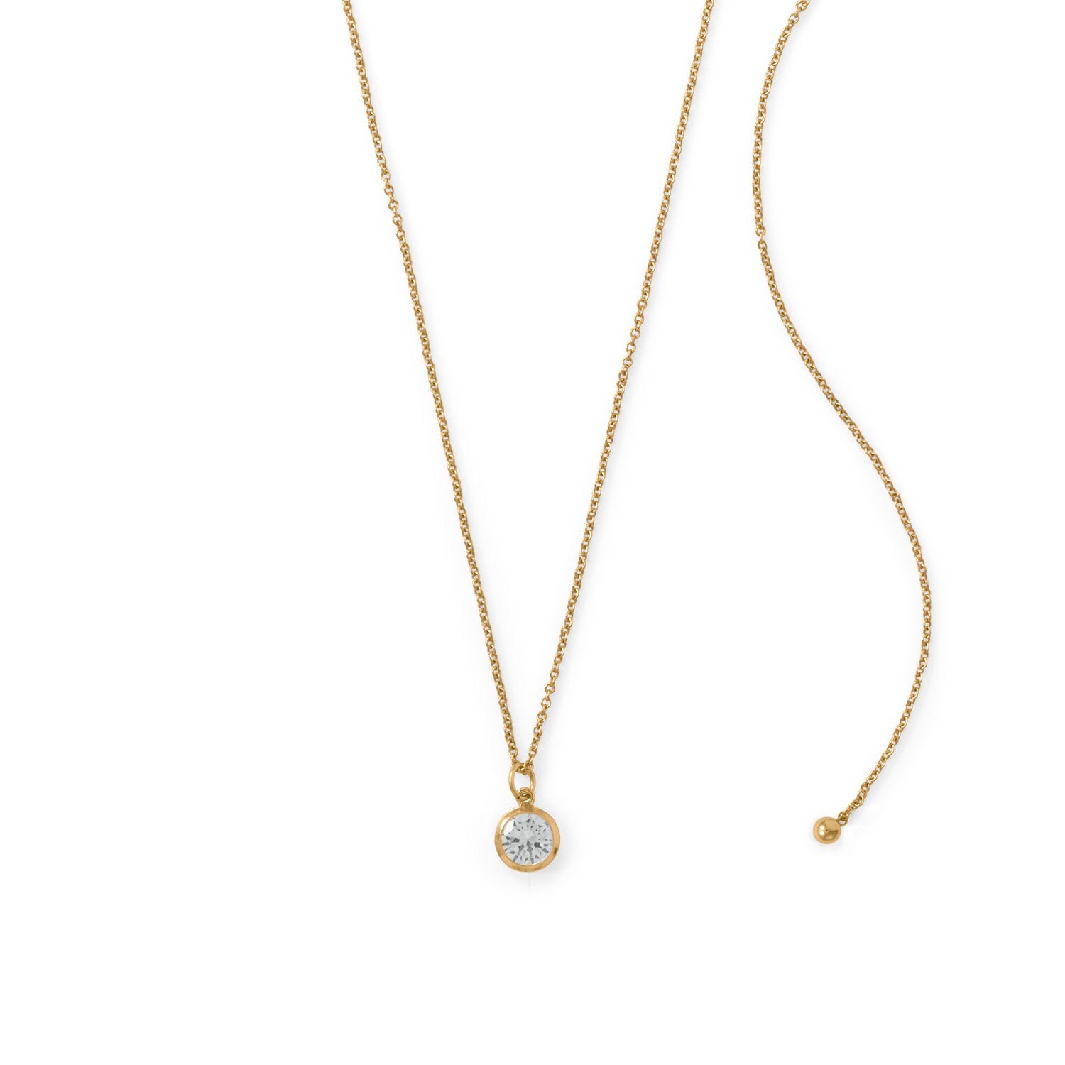 Adjustable 22" 14/20 Gold-Filled CZ Drop Necklace - Joyeria Lady