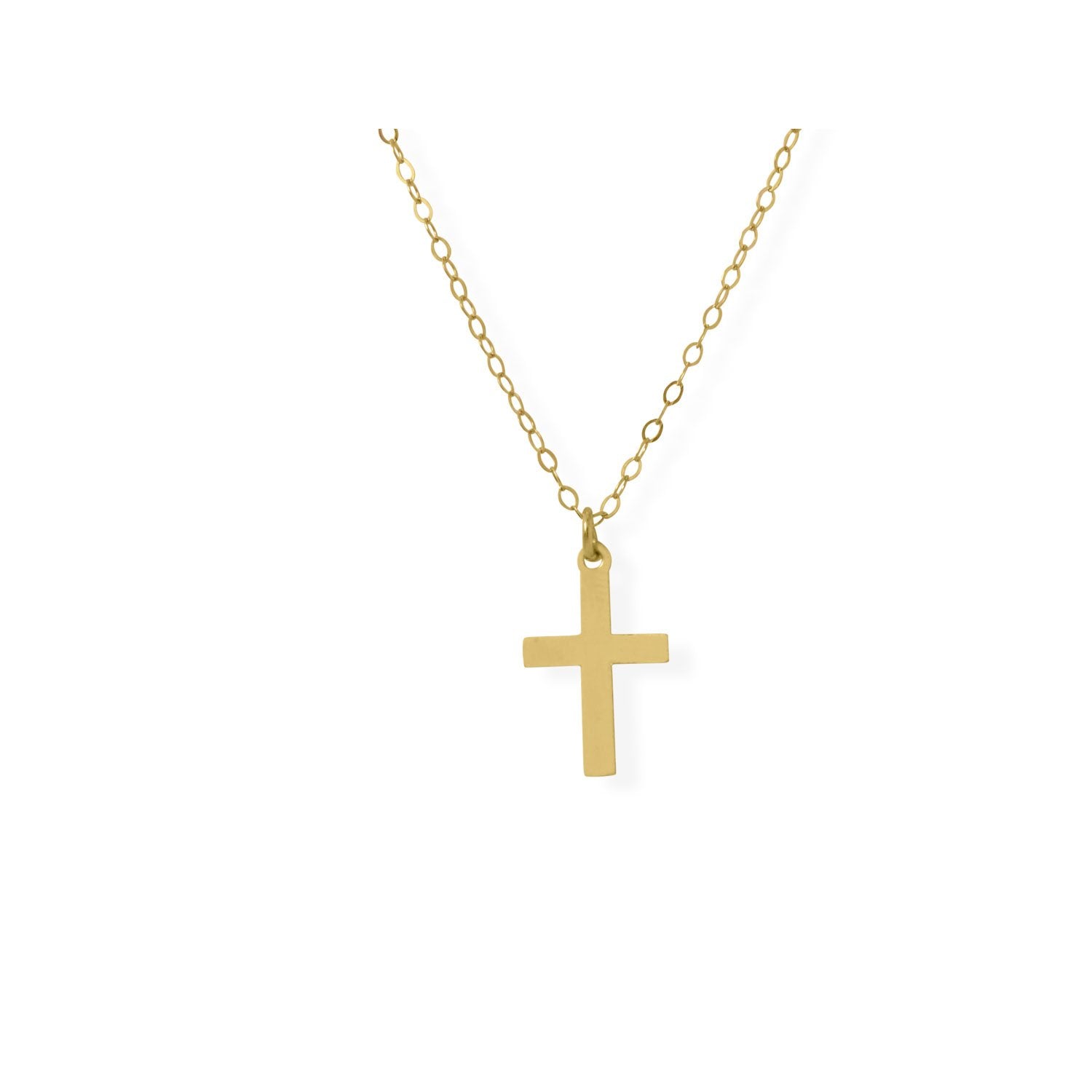 13"+1" Gold-Filled Cross Charm Necklace - Joyeria Lady