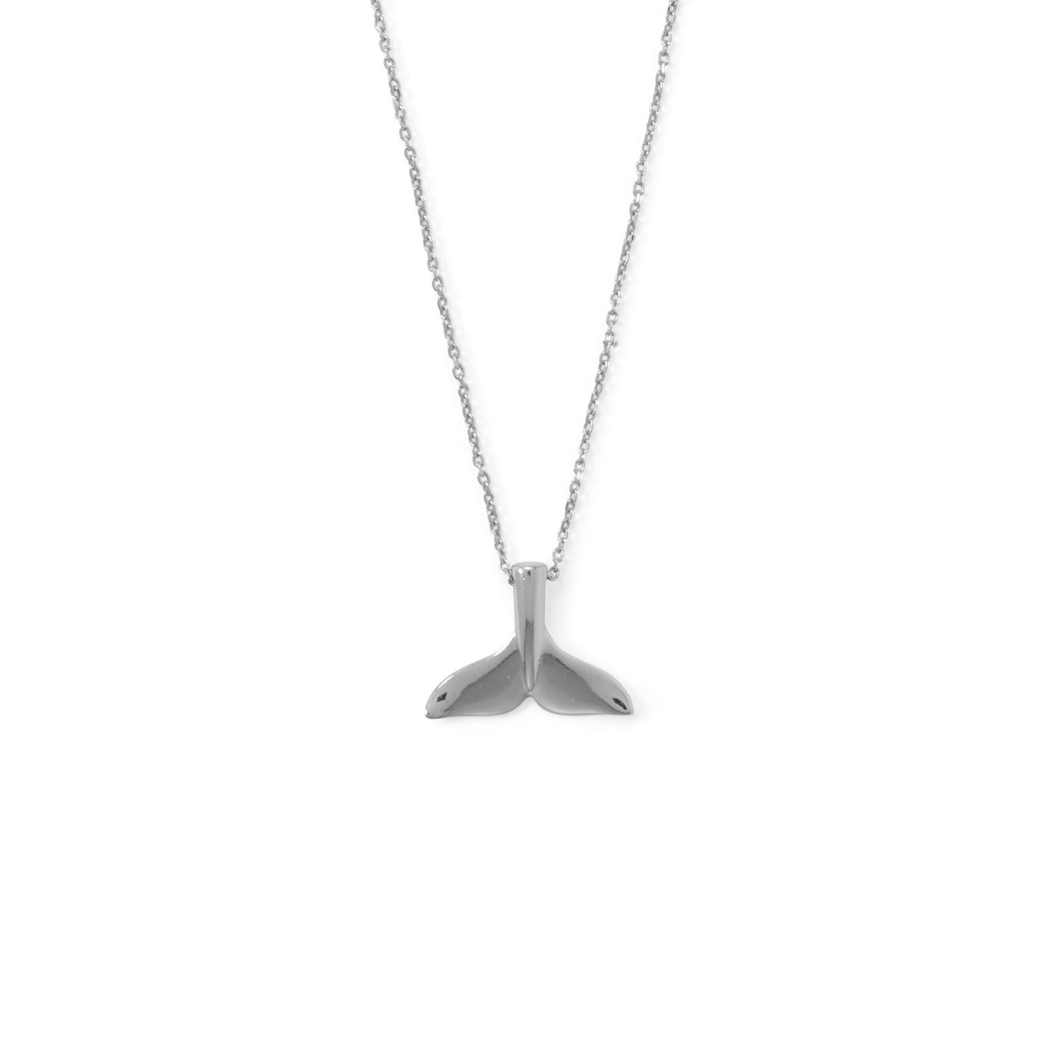16" Rhodium Plated Whale Tail Necklace - Joyeria Lady