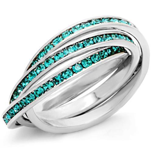 35117 - High-Polished 925 Sterling Silver Ring with Top Grade Crystal  in Emerald - Joyeria Lady