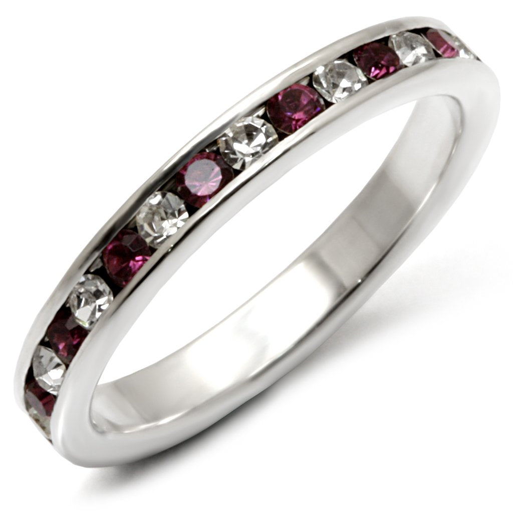 35126 - High-Polished 925 Sterling Silver Ring with Top Grade Crystal  in Amethyst - Joyeria Lady