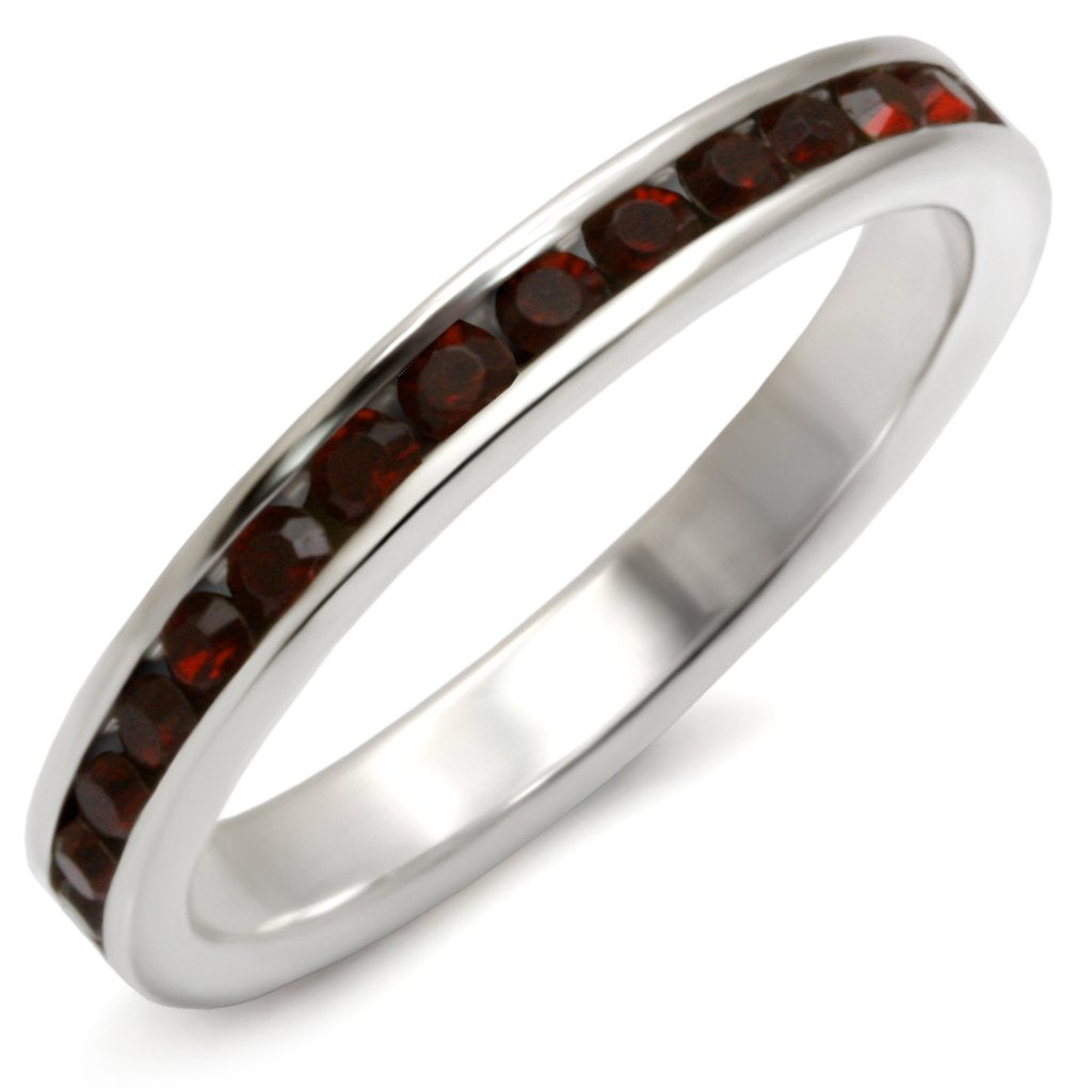 35137 - High-Polished 925 Sterling Silver Ring with Top Grade Crystal  in Garnet - Joyeria Lady