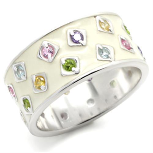 37405 - High-Polished 925 Sterling Silver Ring with AAA Grade CZ  in Multi Color - Joyeria Lady