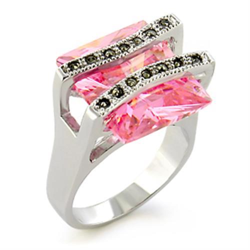 37623 - Antique Tone 925 Sterling Silver Ring with AAA Grade CZ  in Rose - Joyeria Lady