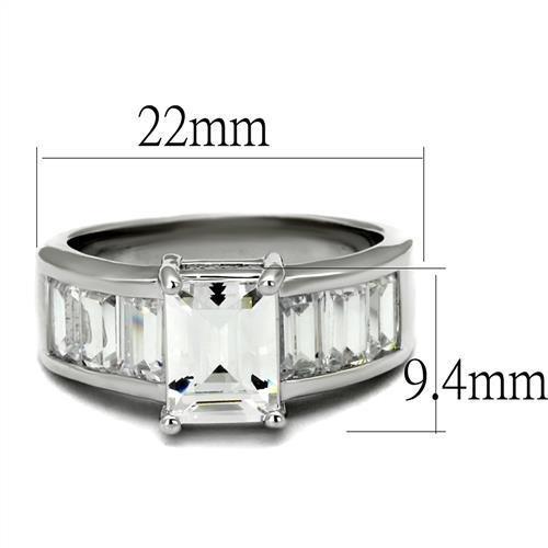 3W1086 Rhodium Brass Ring with AAA Grade CZ in Clear - Joyeria Lady