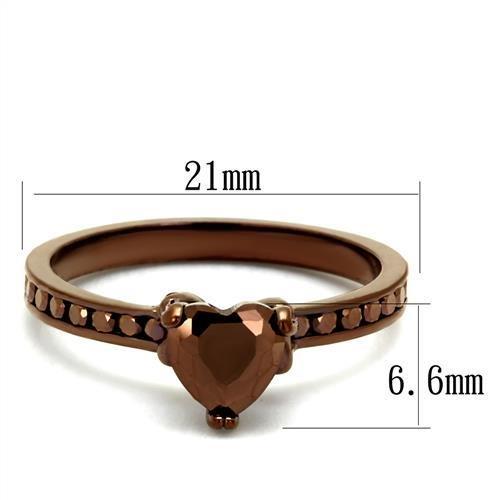 3W1191 IP Coffee light Brass Ring with AAA Grade CZ in Light Coffee - Joyeria Lady