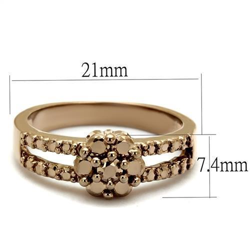 3W1192 IP Rose Gold(Ion Plating) Brass Ring with AAA Grade CZ in Metallic Light Gold - Joyeria Lady