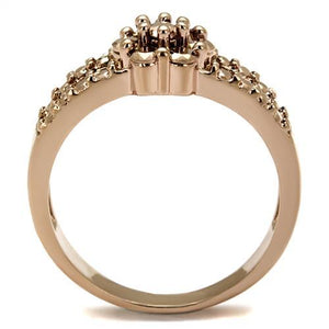 3W1192 IP Rose Gold(Ion Plating) Brass Ring with AAA Grade CZ in Metallic Light Gold