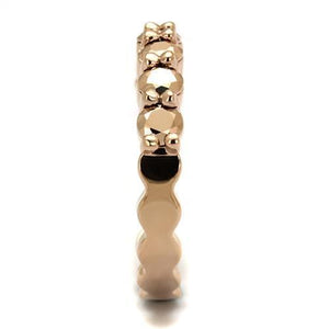 3W1195 IP Rose Gold(Ion Plating) Brass Ring with AAA Grade CZ in Metallic Light Gold