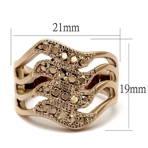 3W1196 IP Rose Gold(Ion Plating) Brass Ring with AAA Grade CZ in Metallic Light Gold - Joyeria Lady