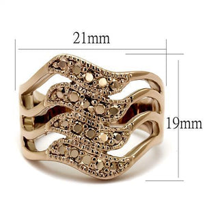 3W1196 IP Rose Gold(Ion Plating) Brass Ring with AAA Grade CZ in Metallic Light Gold