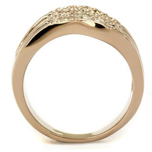 3W1196 IP Rose Gold(Ion Plating) Brass Ring with AAA Grade CZ in Metallic Light Gold