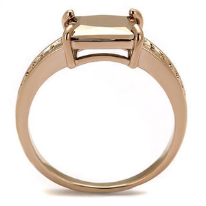 3W1197 IP Rose Gold(Ion Plating) Brass Ring with AAA Grade CZ in Metallic Light Gold