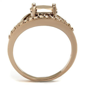 3W1198 IP Rose Gold(Ion Plating) Brass Ring with AAA Grade CZ in Metallic Light Gold