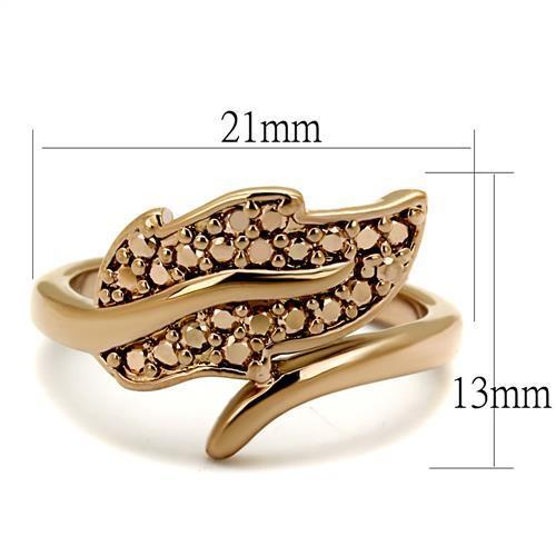 3W1200 IP Rose Gold(Ion Plating) Brass Ring with AAA Grade CZ in Metallic Light Gold - Joyeria Lady