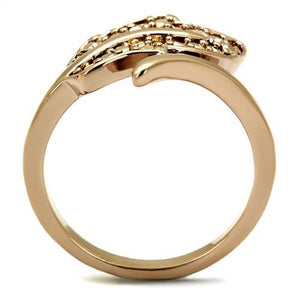 3W1200 IP Rose Gold(Ion Plating) Brass Ring with AAA Grade CZ in Metallic Light Gold