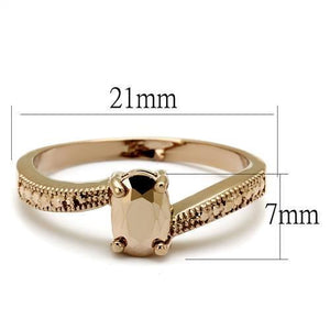 3W1201 IP Rose Gold(Ion Plating) Brass Ring with AAA Grade CZ in Metallic Light Gold