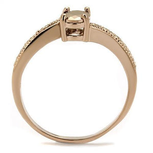 3W1201 IP Rose Gold(Ion Plating) Brass Ring with AAA Grade CZ in Metallic Light Gold