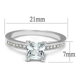 3W1209 Rhodium Brass Ring with AAA Grade CZ in Clear