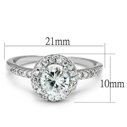 3W1210 Rhodium Brass Ring with AAA Grade CZ in Clear - Joyeria Lady