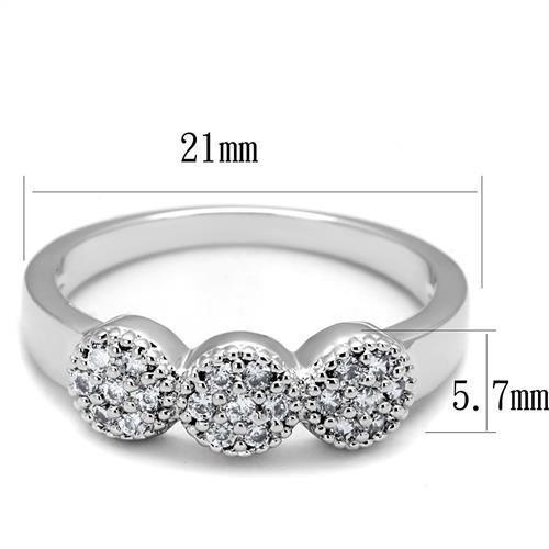 3W1220 Rhodium Brass Ring with AAA Grade CZ in Clear - Joyeria Lady