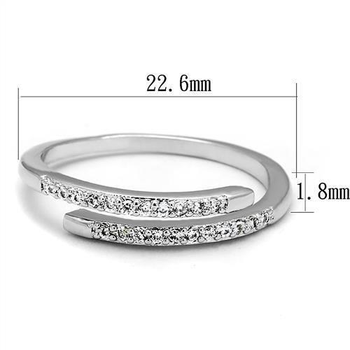 3W1222 Rhodium Brass Ring with AAA Grade CZ in Clear - Joyeria Lady