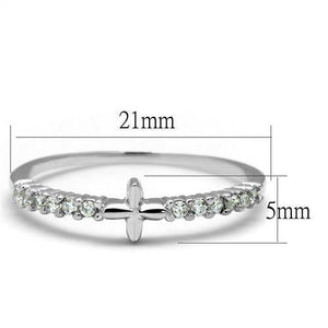 3W1227 Rhodium Brass Ring with AAA Grade CZ in Clear